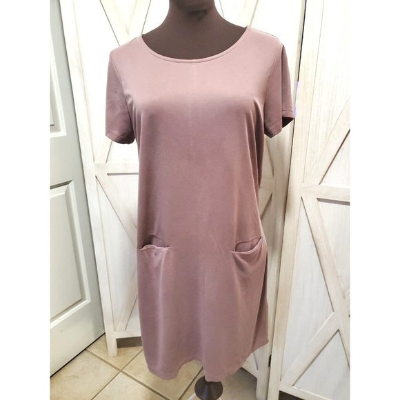 Sigrid Olsen Shift Dress Crewneck A-Line Shirt Sleeve Textured Plum Purple M - Picture 1 of 7